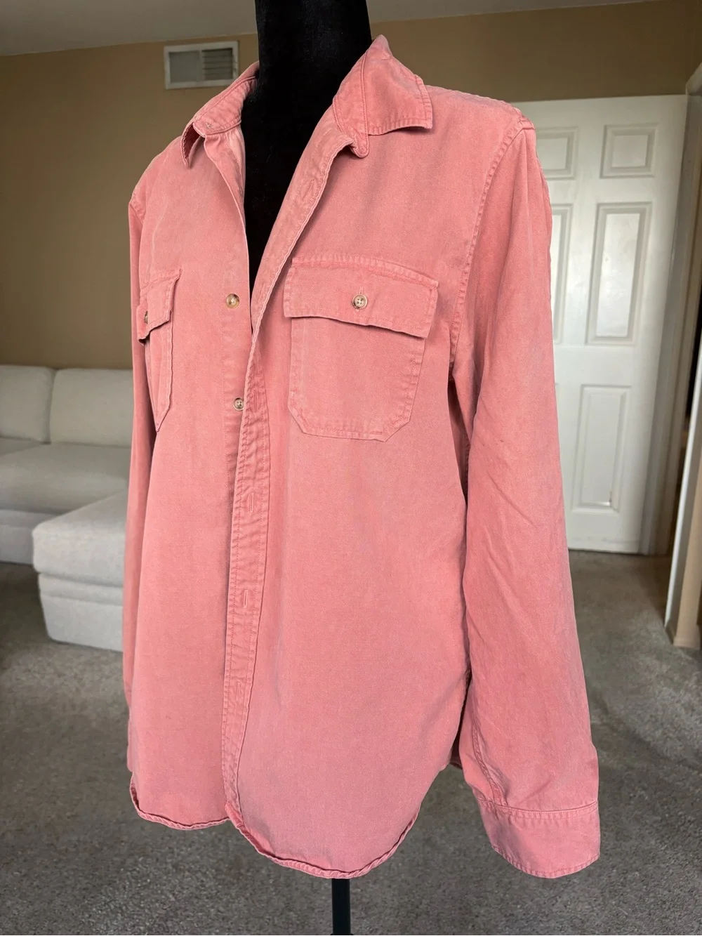 Frame Denim Coral-Pink Button Front Shirt size medium